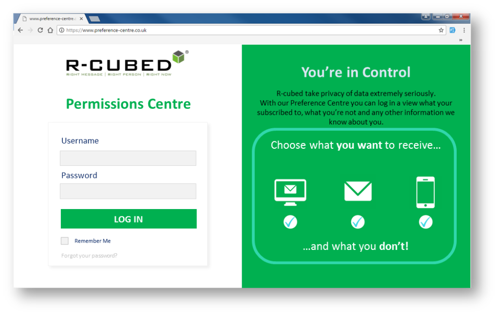 GDPR permission centre