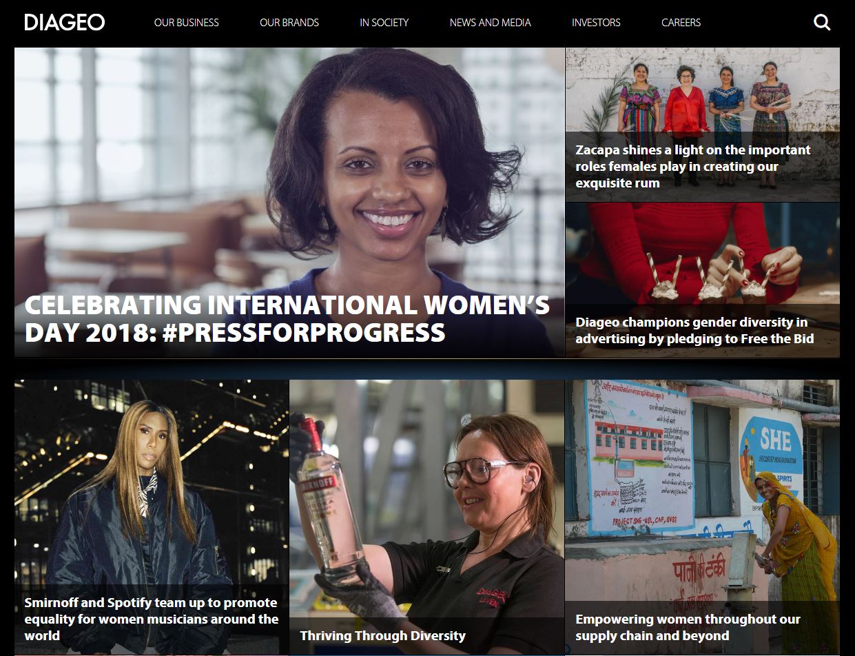 Analysis case study Diageo website image