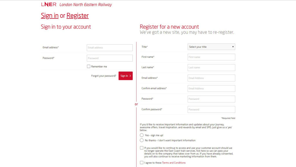 Customer Journey LNER registration image