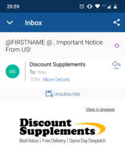 Discount Supplements email